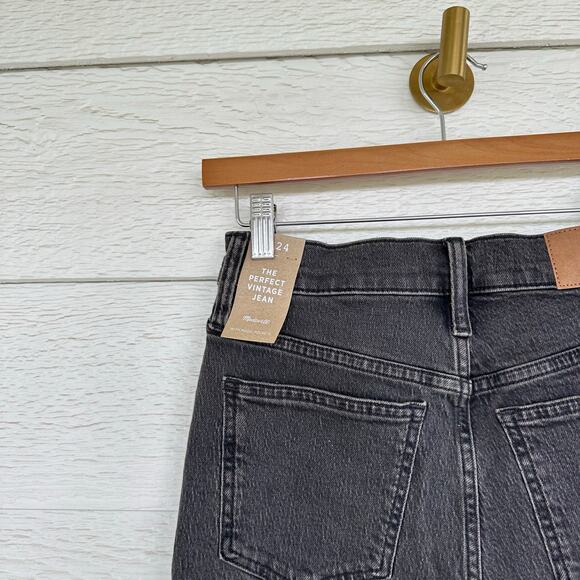 Madewell The Perfect Vintage Denim High Rise Tapered Leg Jeans Black 24 NWT - Picture 8 of 13